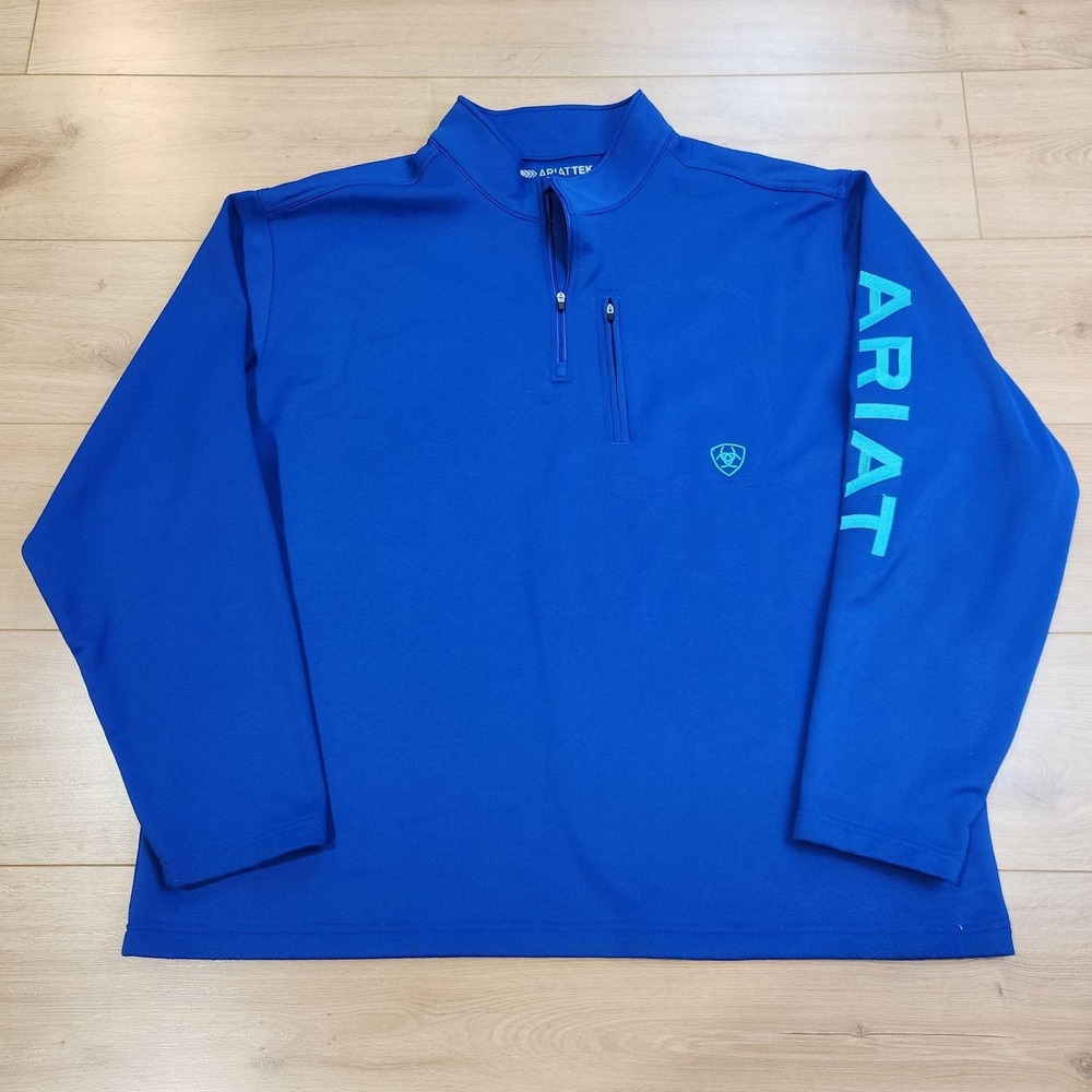 Ariat AriatTEK Cold Series Pullover Mens 2XL Blue Long Sleeve 1/4 Zip Riding Top